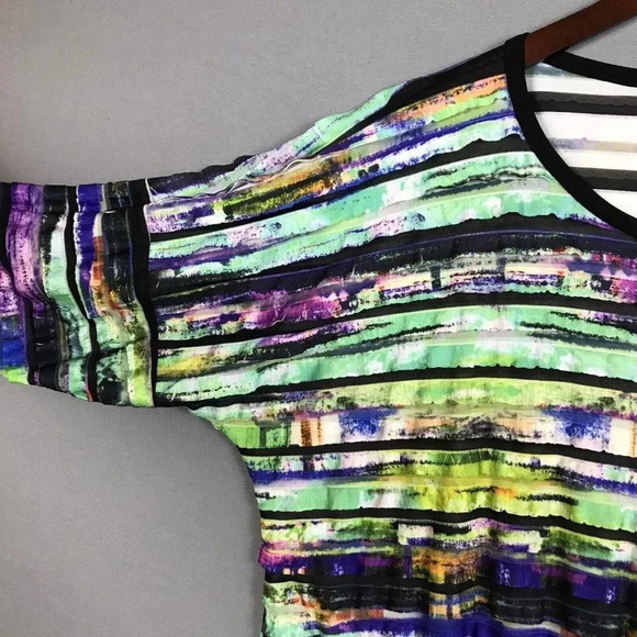 IC BY CONNIE K Textured Tiered Ruffle Tunic Top Size XL Pockets Colorful Artsy - Picture 5 of 15